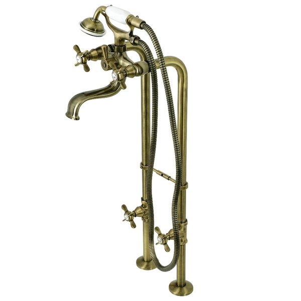 Kingston Brass CCK246K3 Freestanding Clawfoot Tub Faucet Package with Supply Line, Antique Brass CCK246K3